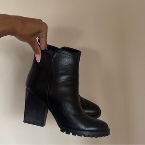 Mango Black Leather Ankle Boots